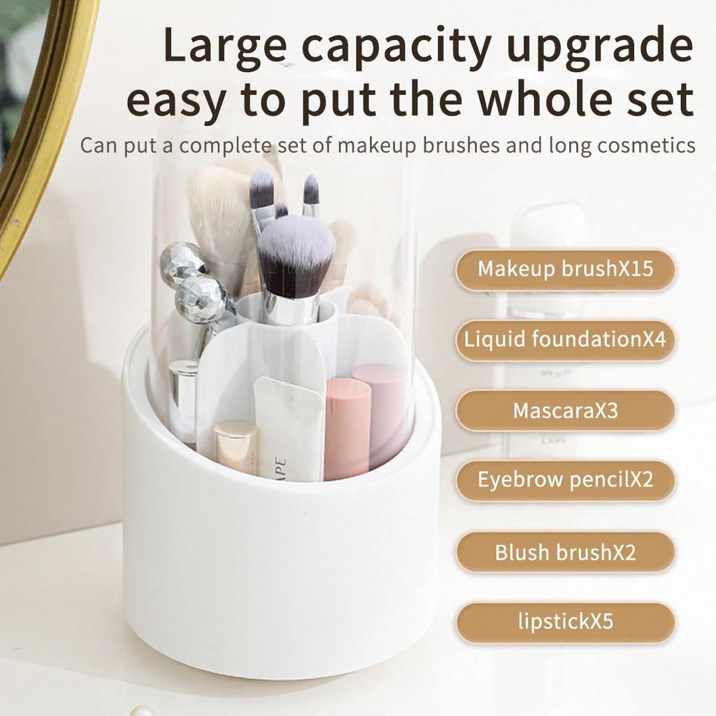 Rotating Makeup Brush Storage Box Portable Multi function Dust Proof Desktop Organizer Lipstick Shadow Cosmetic Holder