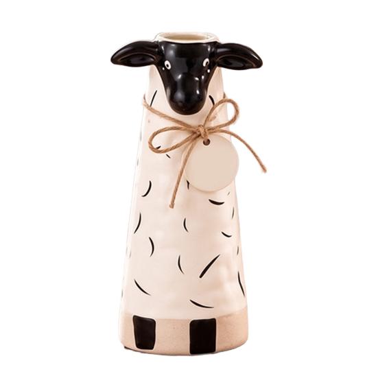 Warm Home Atmosphere Decor Resin Cute Animal Vase, Farmhouse Decorative Flower Holder for Artistic Table Decoration Office Decor Pig/Cow/Sheep/Chicken