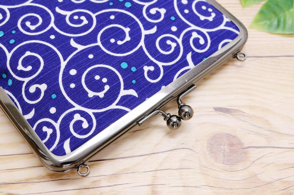 Kyosuke Made in Japan Slim Goshuincho Case with Clasp Small Item Arabesque Dot Navy Blue Closure, Pouch, Pattern,