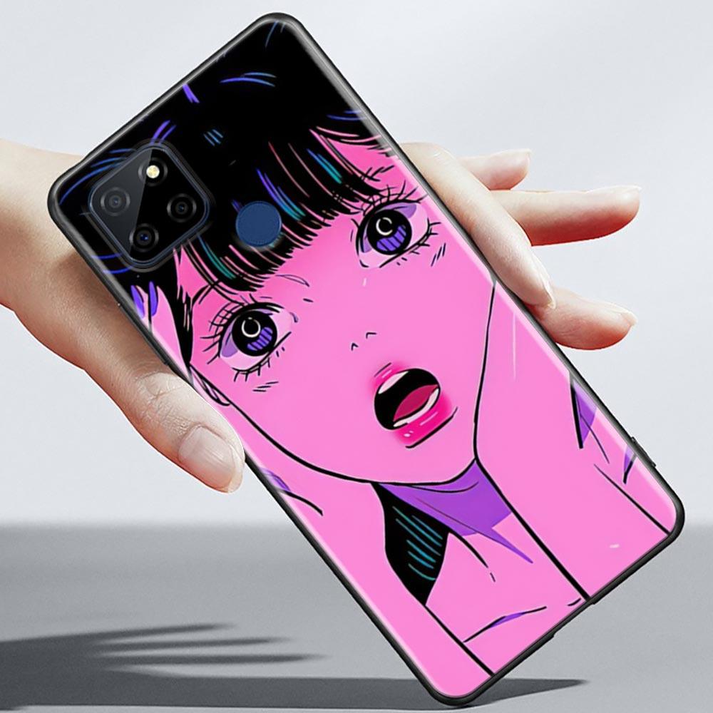 Супер милый чехол для телефона с аниме для девочек для OPPO Realme 5 6 7 7i 8 8i 9 9i V25 F9 F17 F19 5G 4G Pro Narzo Speed, черный мягкий чехол, Чехлы