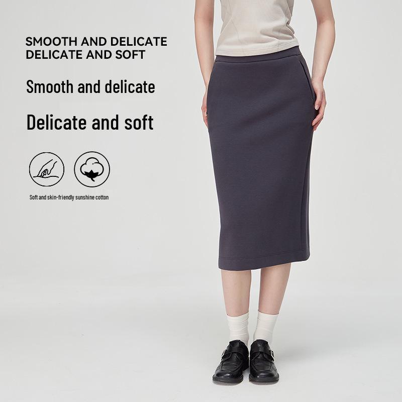 Zurich Women's Autumn/Winter Cotton Air Layer High Waist Classic Skirt - Versatile Mid-Length Hip Wrap.