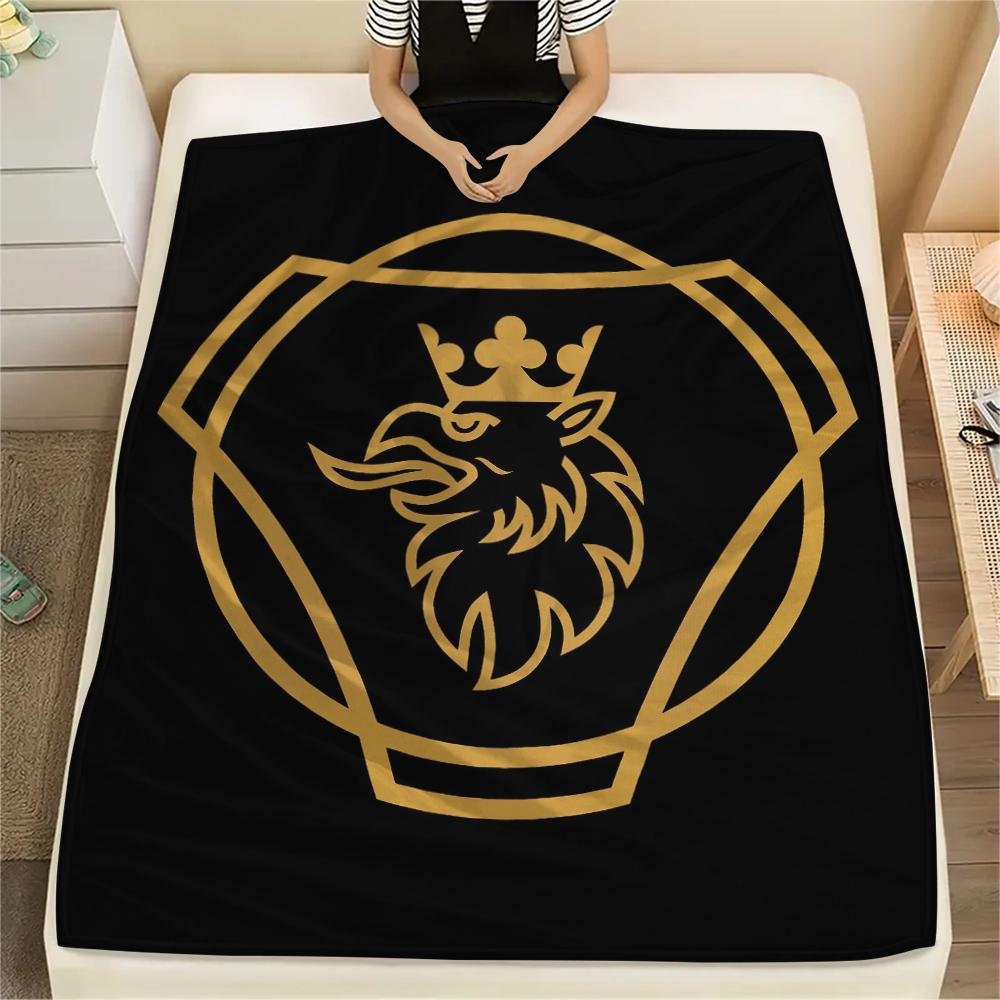 Эмблема Scania, Плед из фланели с узором, Высокое качество, Удобный для всех сезонов, Декор для дома, Тепло и уют, Идеально подходит для подарков.