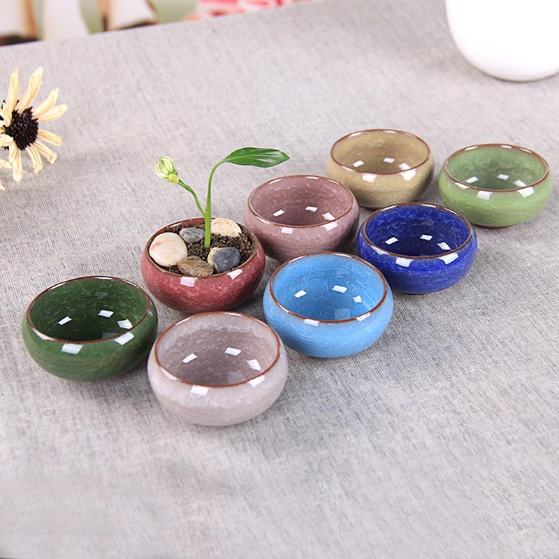 Cute Ice-Crack Glaze Flower Ceramics Succulent Planter Mini Plant Pot Home Decor