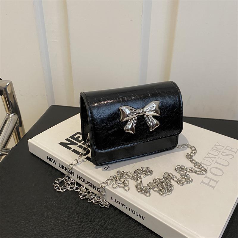 Однотонная сумка-кроссбоди квадратной формы с бантом через плечо для женщин, модный подарок