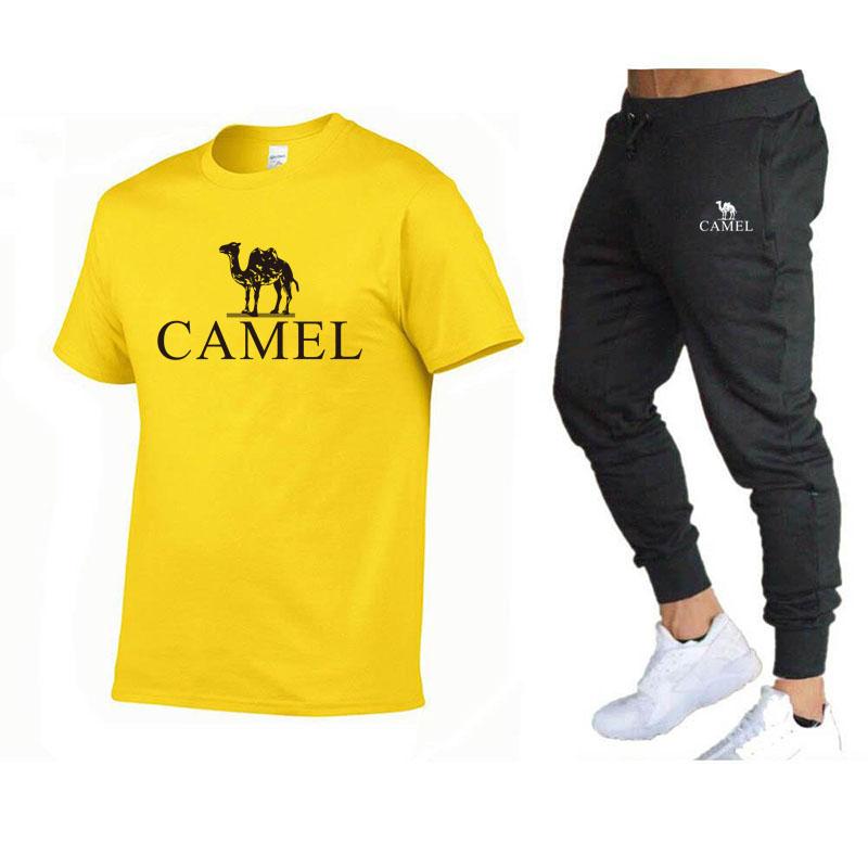 Camel Новая весенне-летняя мужская футболка, брюки, костюм из двух предметов, модный новый тренд, универсальный спортивный костюм для отдыха