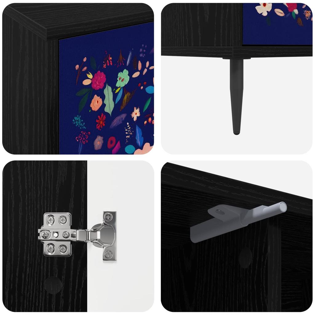 TV Cabinet MAINZ 102 x 33 x 51 cm Black Oak Effect