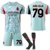 Kids AC Milan Football Jersey No.10 Leo Felix Sports Jersey 2526 Away Club Breathable Blue Black Youth