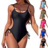 Women's Sleeveless Conservative One-piece Sexy Backless Solid Color Lace-up Swimsuit With Breast Cushion
