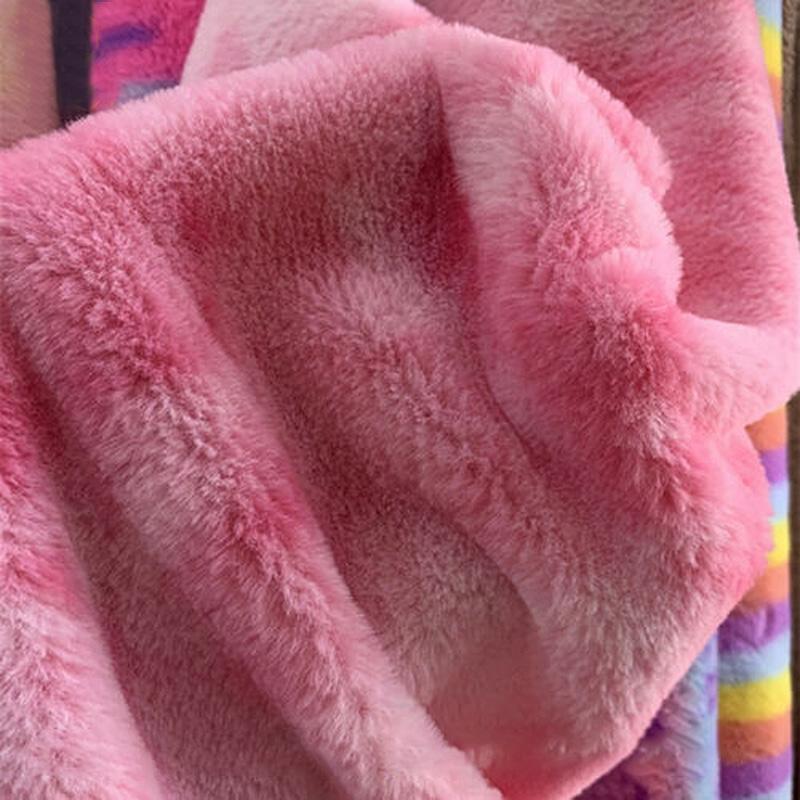 100*165cm Imitation Rabbit Fur Fabric Rainbow Plush Fur Flocking Fabric For Handmade Garment Bags Quilting Sew Clothes Toys