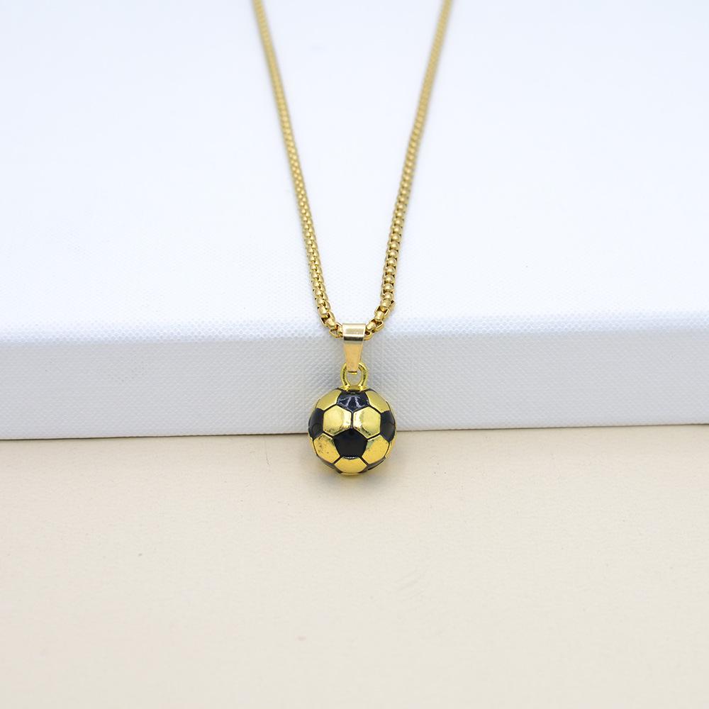 3D золотое ожерелье Чемпионата мира по футболу: Сплавной хип-хоп кулон с дизайном капающего масла – Идеальный подарок для мальчиков.