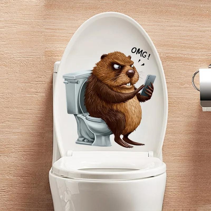 Забавные животные ПВХ наклейки на сиденье унитаза Обезьяна Зебра Жираф Декали Водонепроницаемый декор для стен и дверей ванной комнаты Креативные съемные наклейки