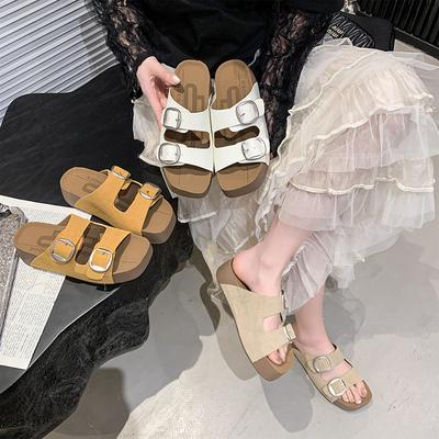 Ретро розовые шлепанцы на толстой подошве, обувь для лета, новые, для пляжного отдыха, крутые шлепанцы