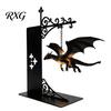 European Style Vintage Ornament Fantasy Dragon Bookshelf Lamp, Retro Flying Light, Handcrafted Metal Sculpture Creative Bookend Light for Library