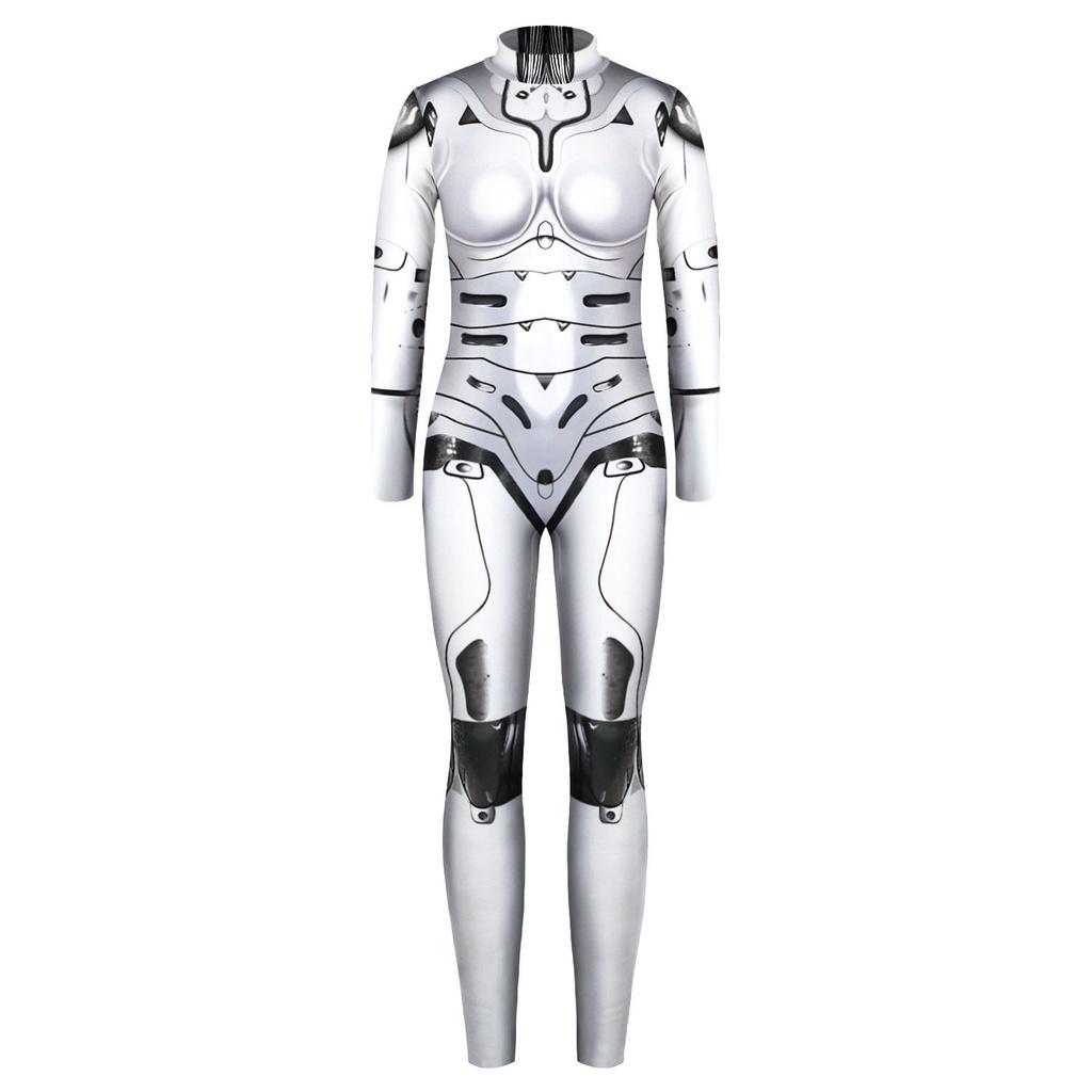 Stretchy Robot Armor Print Halloween Cosplay Jumpsuit Bodysuit Costume