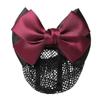 Bowknot Hair Snood Net Elegant Women Barrette Hair Clip Bun Cover for Waitress Nurse Red Bowknot