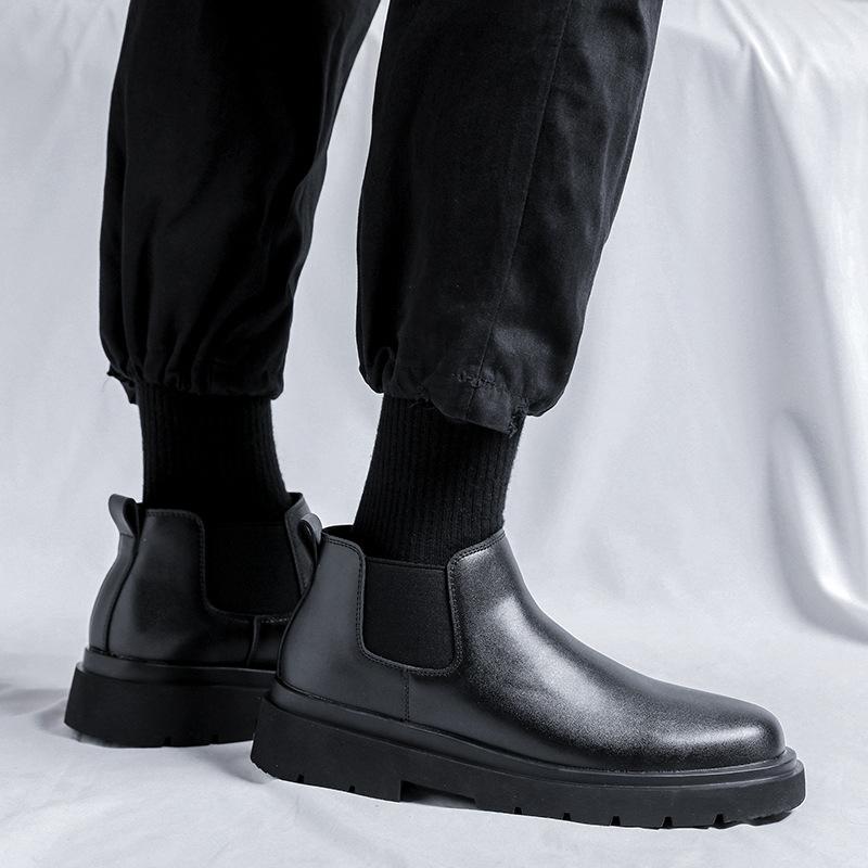 Ботинки челси мужские летние низкие ботинки Martin красивые короткие ботинки локомотив японские повседневные кожаные туфли 8338-R