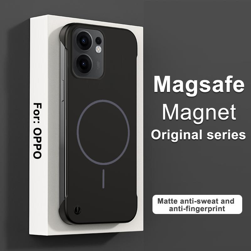 Безрамочный противоударный чехол Magsafe для Reno 13F 12 Pro 12F, Жесткий ПК, Ультратонкий, Матовый, Задняя крышка для беспроводной зарядки, Для бампера