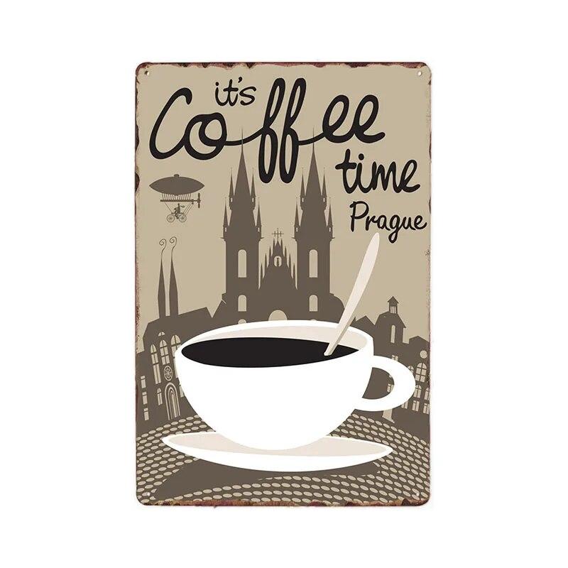Retro Metal Coffee Tin Signs Cafe Shop Plaque Vintage Bar Pub Wall Decorative Poster Home Decor 20x30cm