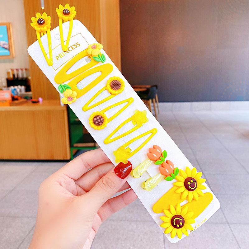 12 шт./набор Новые милые красочные мультяшные заколки для волос в виде цветков для девочек, детские прелестные заколки-автоматы, модные аксессуары для волос