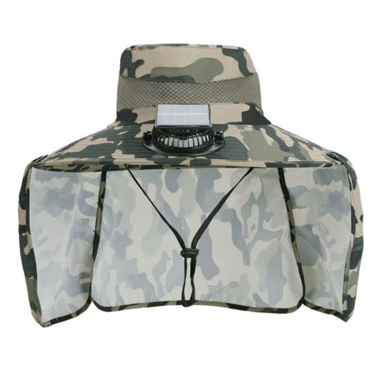 Солнцезащитная шляпа с камуфляжным принтом, широкополая рыболовная шляпа с двухрежимным вентилятором, регулируемая шляпа с защитой от ультрафиолета и тремя передачами