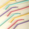4Pcs Food Grade Colorful Silicone Straws For Children Drinking Water Drinks, Juice Curved Straws, Reusable Cocktail Straws