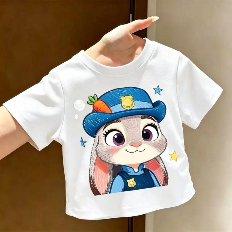 2026 Crazy Animals Cartoon T-Shirt for Girls - Round Neck, Short Sleeve, Summer Style
