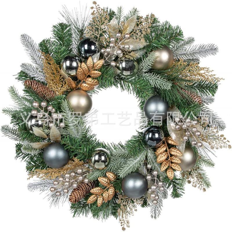 Christmas Decorations Set: LED String Lights Red Poinsettia Flowers Wreath Door Hanging Home Festive Interior