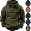 Half Zipper Men's Tactical Hoodies Solid Military Sweatshirts Multi Pockets Male Hooded Jackets Thick Outdoor Polar