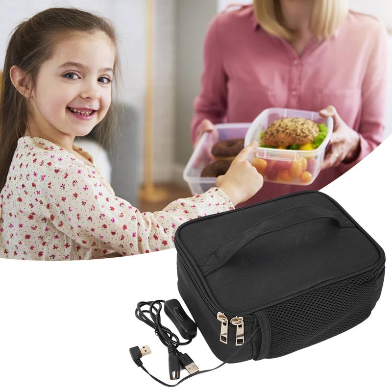 Food Warmer Lunch Bag Portable Food Warmer Electric Lunch Box Food Heater Lunch Warming Tote Portable Heating Bag With USB Cable