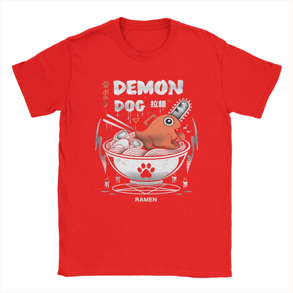 Cool Demon Dog Ramen Pochita Anime Chainsaw Men T-Shirts for Men O Neck Cotton T Shirts Short Sleeve Tee Shirt Plus Size Clothes