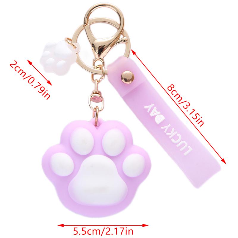 Мультяшный силиконовый брелок в виде кошачьей лапы Kawaii Animal Claw с кольцом для ключей, браслет для женщин, девочек, сумочек, кошельков, декора, подарков для детей