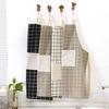 Kitchen Cotton Linen Apron Oil Proof Thickened Waist Cooking Protective Clothing Adult Checkered Overalls