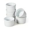 WishDeco Cocotte Souffl? Dishes, Set of 6, 200ml Capacity, Heat-Resistant, White, Approx. 9cm Diameter X 5.7cm Height, Microwave, Dishwasher, and Oven