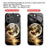 Закаленное стекло чехол для телефона для iPhone 17  16  15  14  13  12  11pm Pro Plus. Художественный дизайн луны в форме сердца.