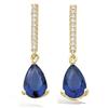[P5022] - Gold Plated 'Sissi' Golden Sapphire Earrings - 24x7 Mm