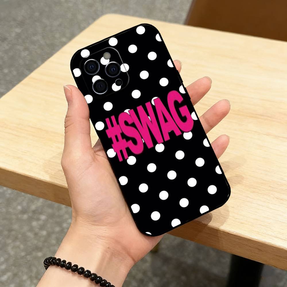 l-Leopard Print s-SWAG Phone Case For iPhone 17,16,15,14,13,12,11 Plus,Pro Max,XS,Soft Silicone Black Cover