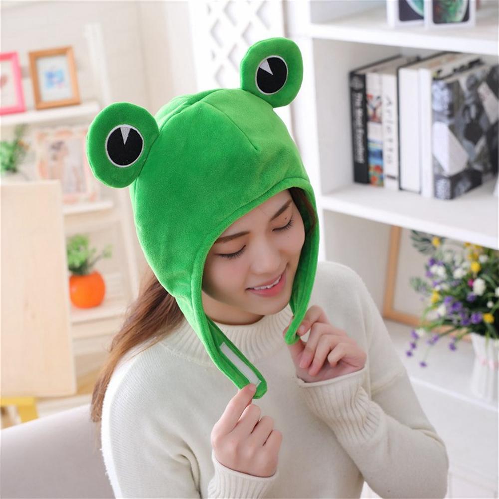 Green Headgear Winter Autumn Hats Female Beanie Caps Bunny Ears Big Frog Eyes Hat Plush Hat Rabbit