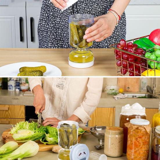 Glass Pickle Jar with Strainer Flip Leak-Proof Wide-Mouth Design Food Grade BPA Free