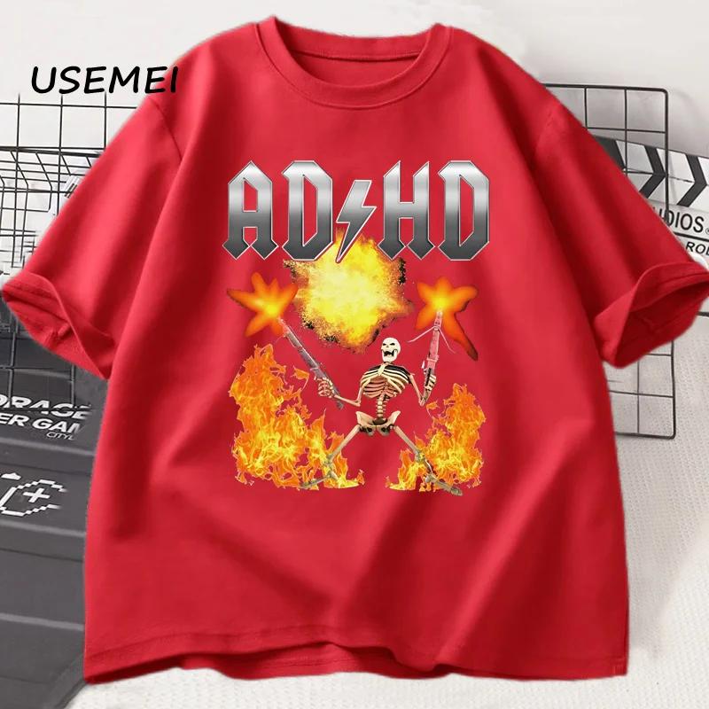 Funny ADHD Graphic Tee Shirt Mental Health Awareness T-Shirt Men Women Fashion Casual Tops All Season Loose Harajuku Clothing