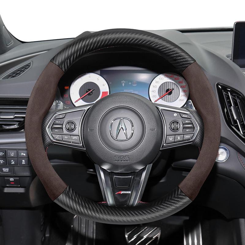 zkfan8 Suitable for Acura Suede Matte Carbon Fiber Texture Steering Wheel Cover Suitable for Mdx Rsx Integra Tl 2009 Ilx Rl Rdx 