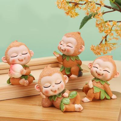 Мультяшная фигурка короля обезьян, сидящая спящая статуя обезьяны, Великие мудрецы, равные небесам, скульптура для домашнего офиса, приборной панели автомобиля, украшение
