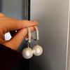 S925 Silver Large Pearl Earrings - Women's Fashionable Studs, Elegant High-End Light Luxury Style.