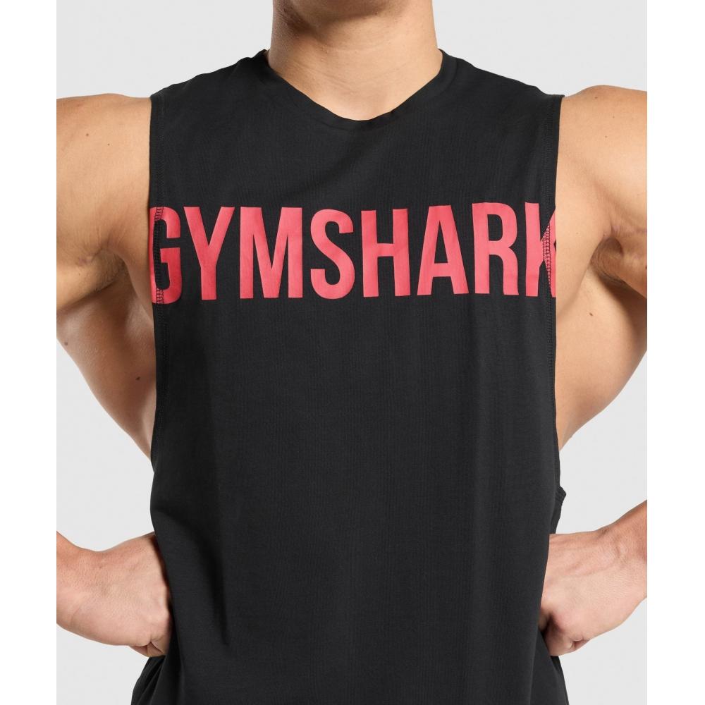 Gymshark Prime Drop Arm Tank Черный Яркий Красный A2c5w Rbwn