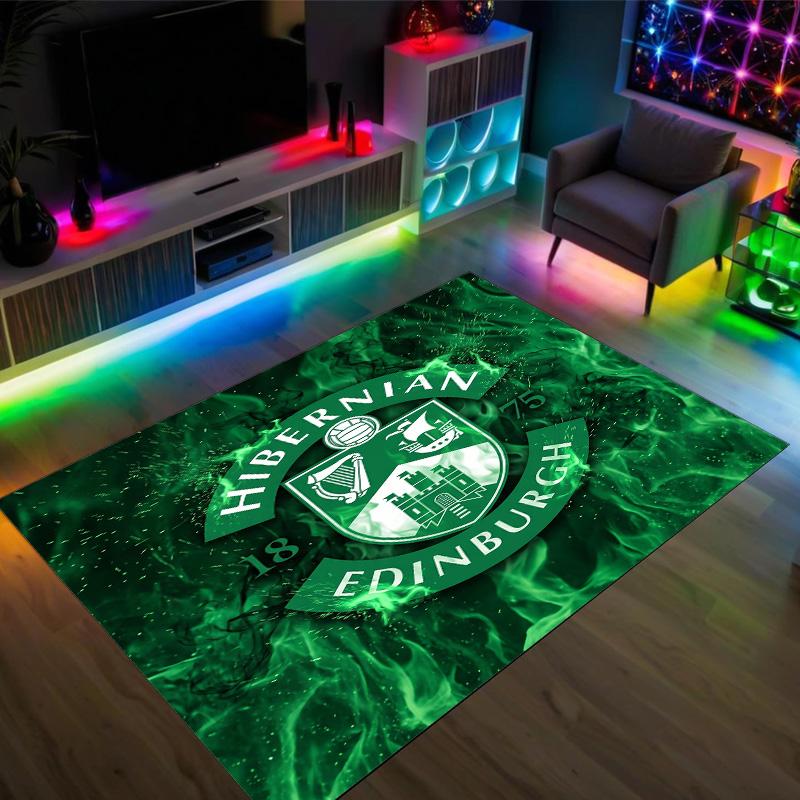 Hibernian FC Design Crystal Velvet Carpet Cozy Non?Slip Printed Rug For Bedroom Living Room Entrance