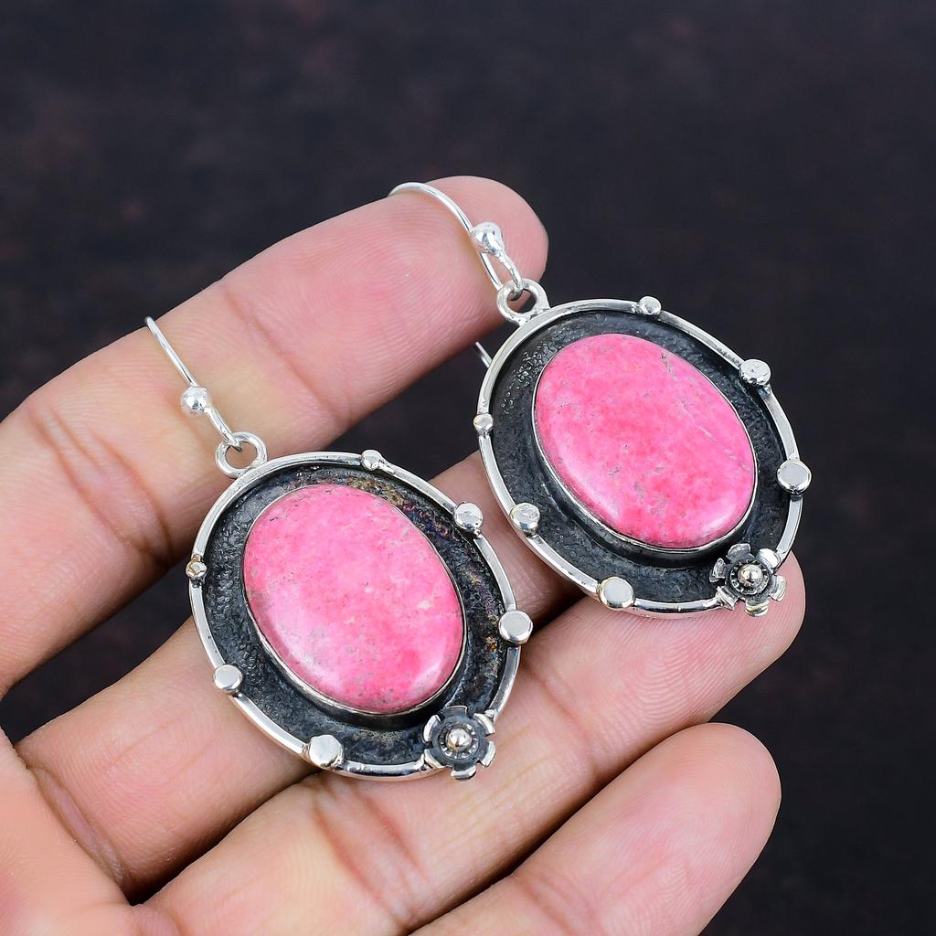 Thulite Earring Gemstone Jewelry Decent Earrings 925 Sterling Silver Earring Handmade Stylish Earring Original Thulite Jewelry Gifts For Her