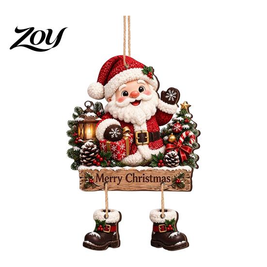 Rustic Xmas Wall Plaque Christmas Wooden Hanging Sign, Decorative with Hemp Rope, 2D Tree Decor Flat Pendant for Holiday Home Door Fireplace