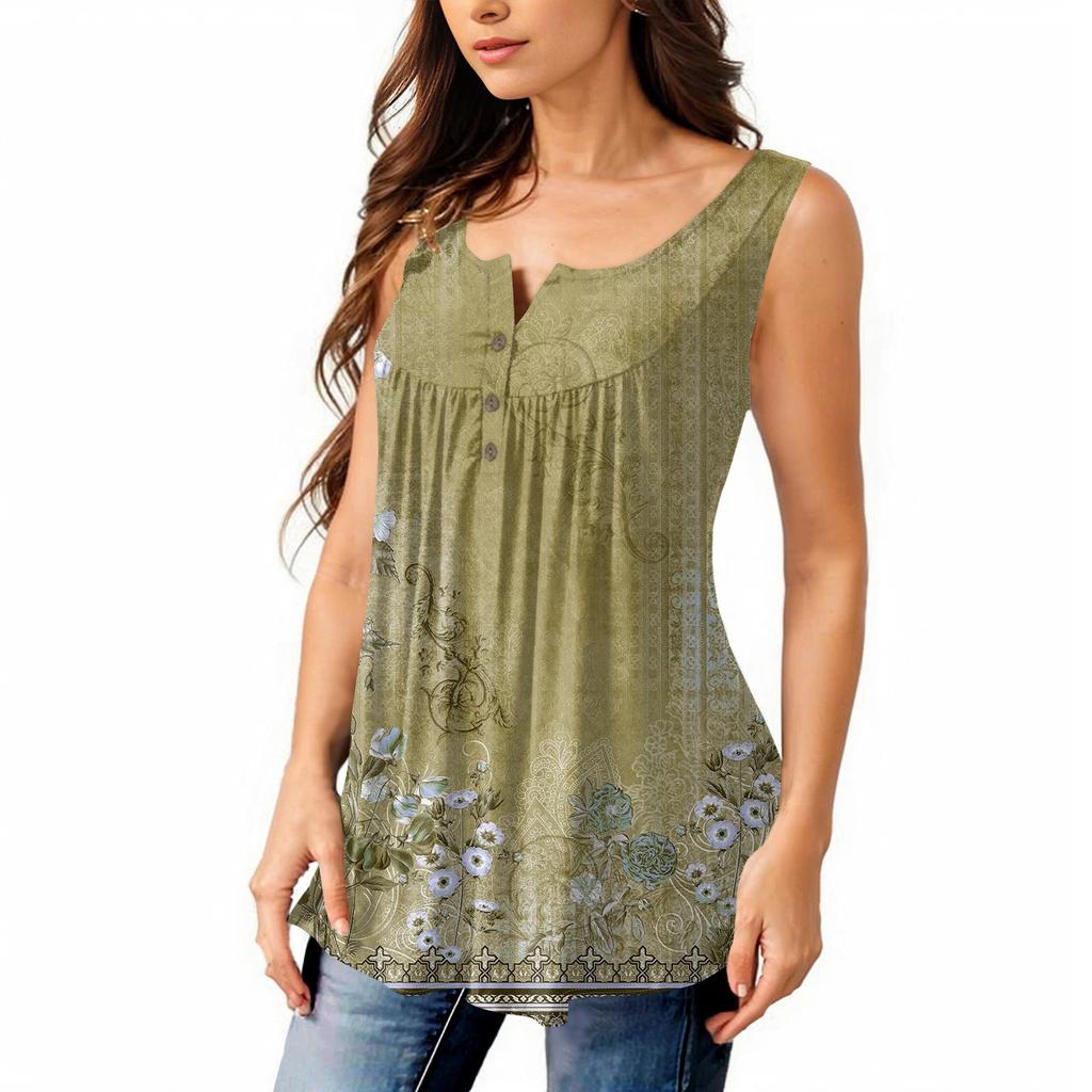 Женская мода плиссированная безрукавка повседневная футболка жилет топ на пуговицах