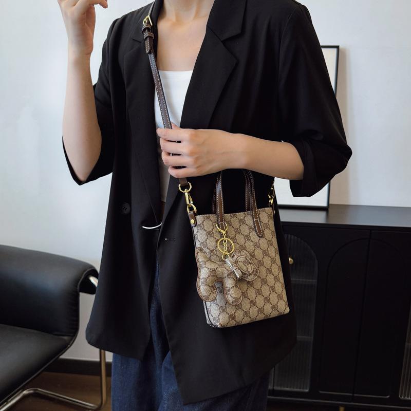 Retro Ins Style PU Basket Bucket Bag, High Aesthetic Women Shoulder Crossbody Purse