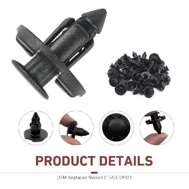 20Pcs Fender Push-Type Retainer Clips, OEM 01553-09321, 8mm Hole Fender Liner Clips for Splash Shield, Liner, and Bumper Covers, Compatible with