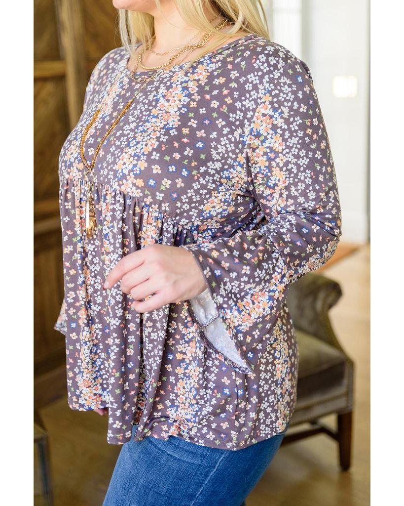 Azura Exchange Блуза Babydoll с цветочным принтом и круглым вырезом больших размеров